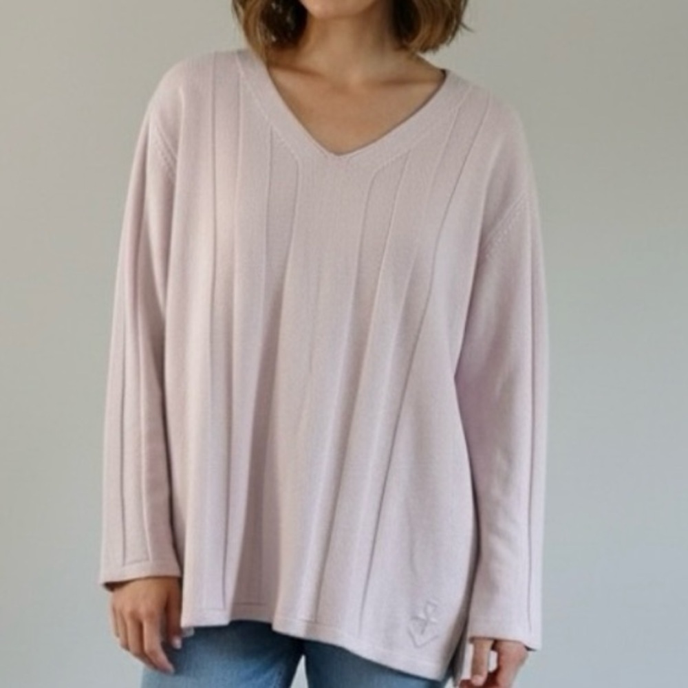 Vintage Saint James Pink Knit V Neck Sweater Size 18